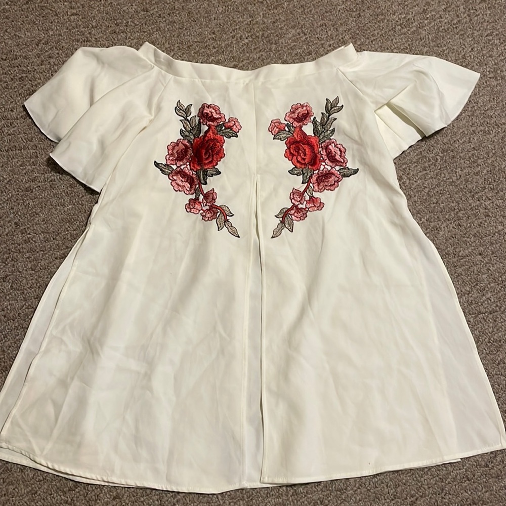 Off the shoulder ivory blouse